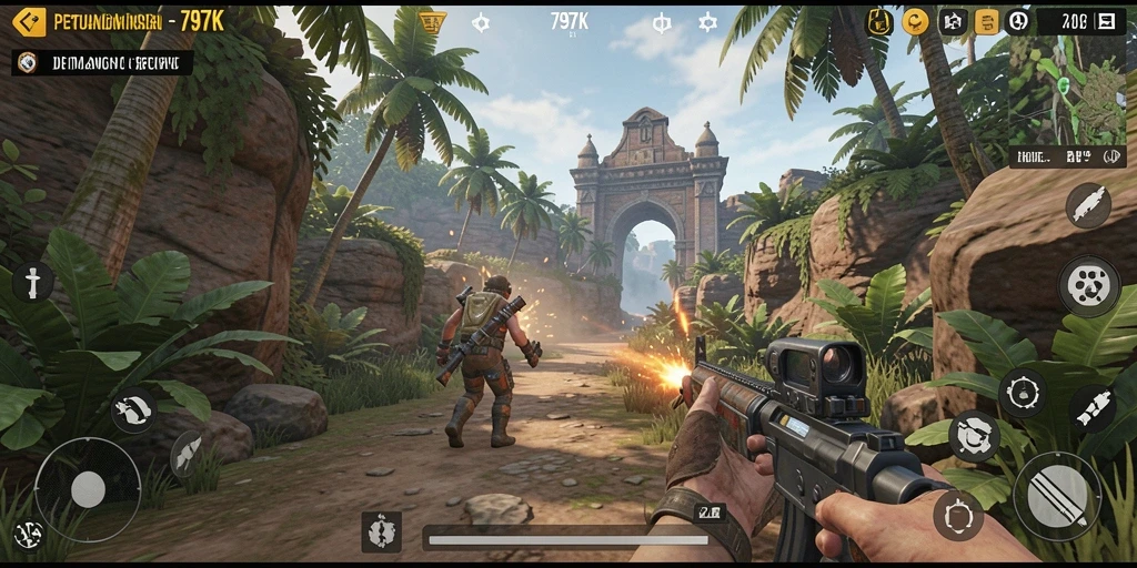 Tampilan screenshot gameplay 797K yang menegangkan dan penuh aksi.