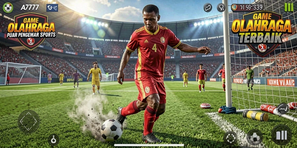 Screenshot A7777 menampilkan aksi seru dalam gameplay olahraga.