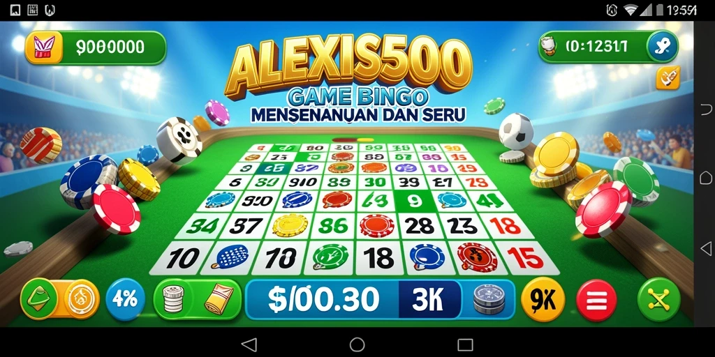 Screenshot ALEXIS500 menampilkan gameplay Bingo yang seru dan interaktif.