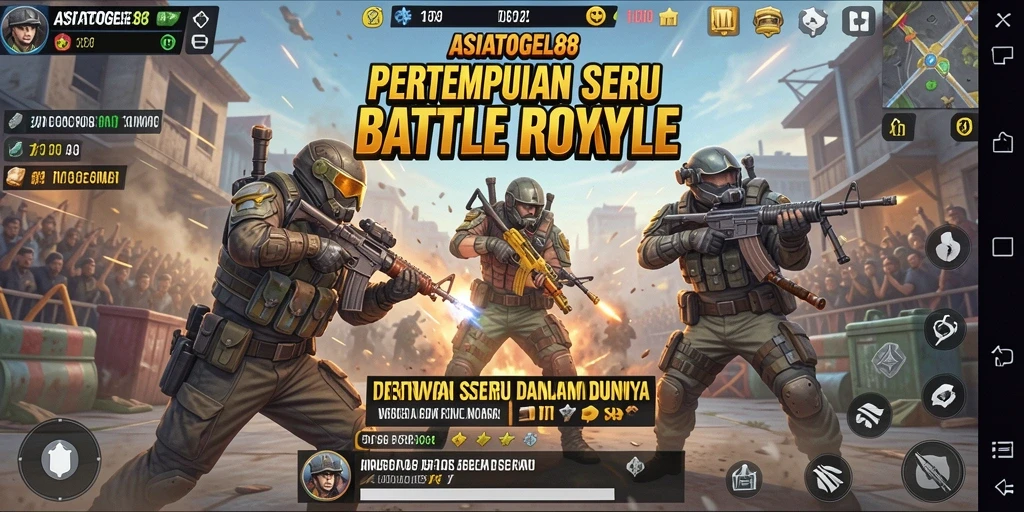 Tampilan aksi seru dalam ASIATOGEL88 dengan pertempuran Battle Royale.