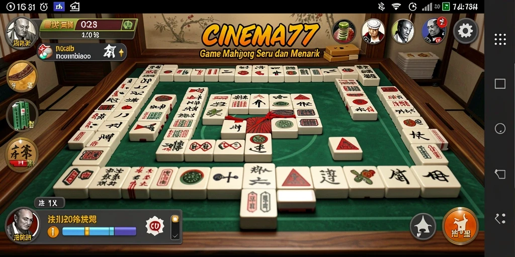Tampilan gameplay menantang dari game Mahjong CINEMA77.