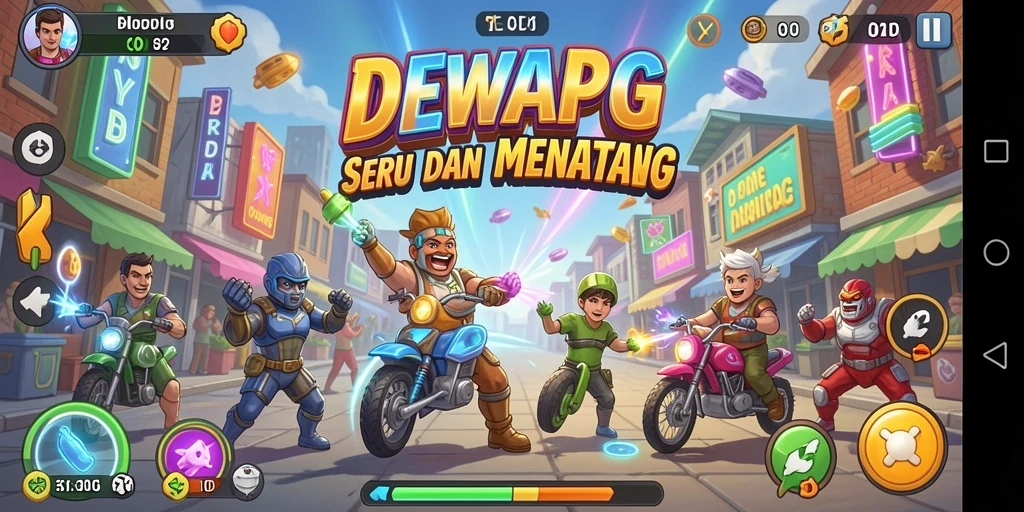 Tampilan seru gameplay DEWAPG dengan aksi arcade yang mendebarkan.
