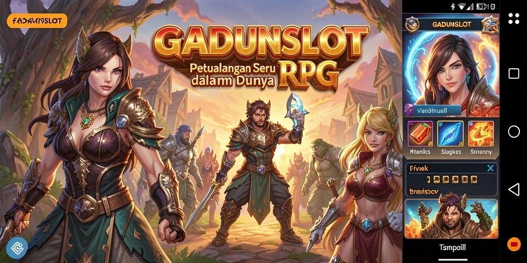 Screenshot GADUNSLOT menampilkan aksi seru dalam pertarungan RPG yang mendebarkan.