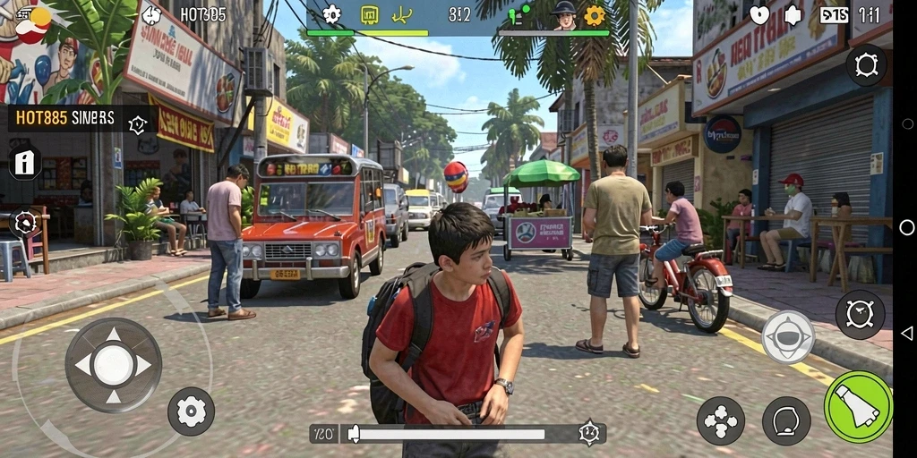 Screenshot dari gameplay HOT985 menampilkan interaksi karakter yang menarik.