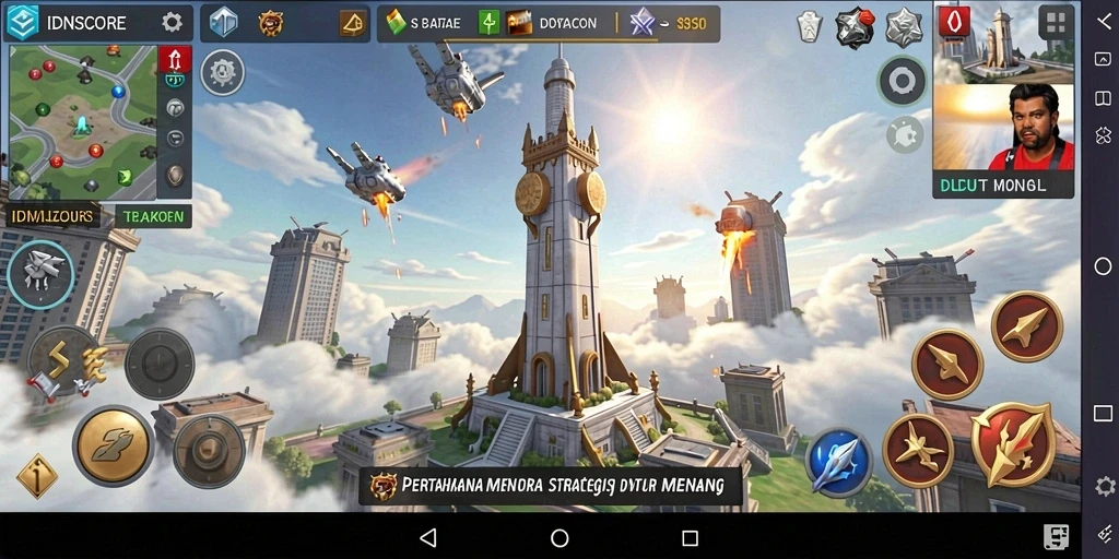 Tampilan gameplay menakjubkan dari IDNSCORE dalam aksi Tower Defense.