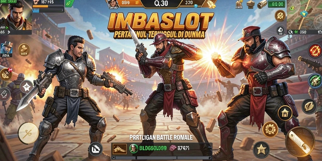 Tampilan gameplay seru IMBASLOT dalam aksi Battle Royale.