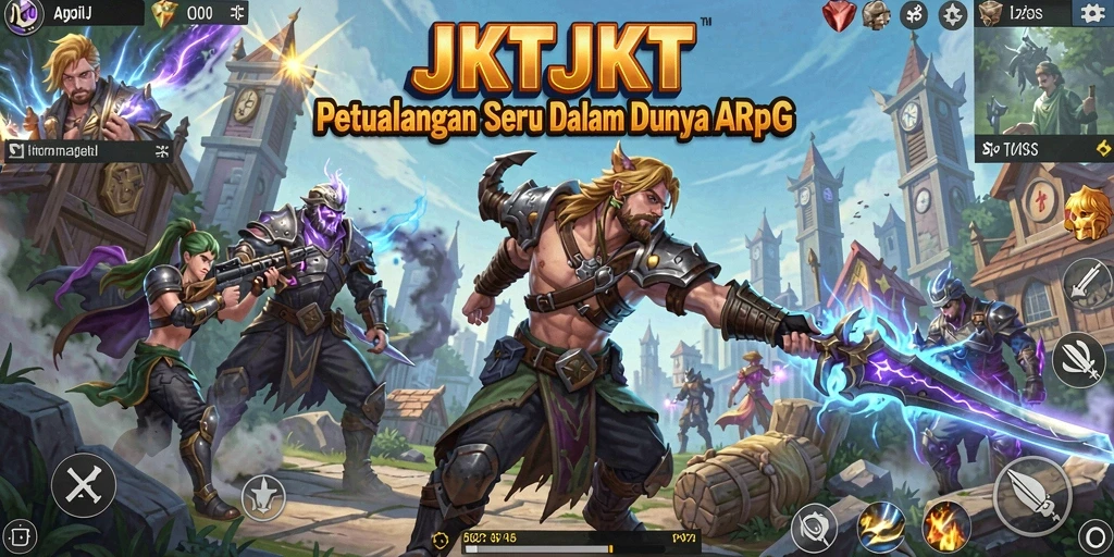 Screenshot menampilkan aksi pertarungan epik dalam game ARPG JKTJKT.