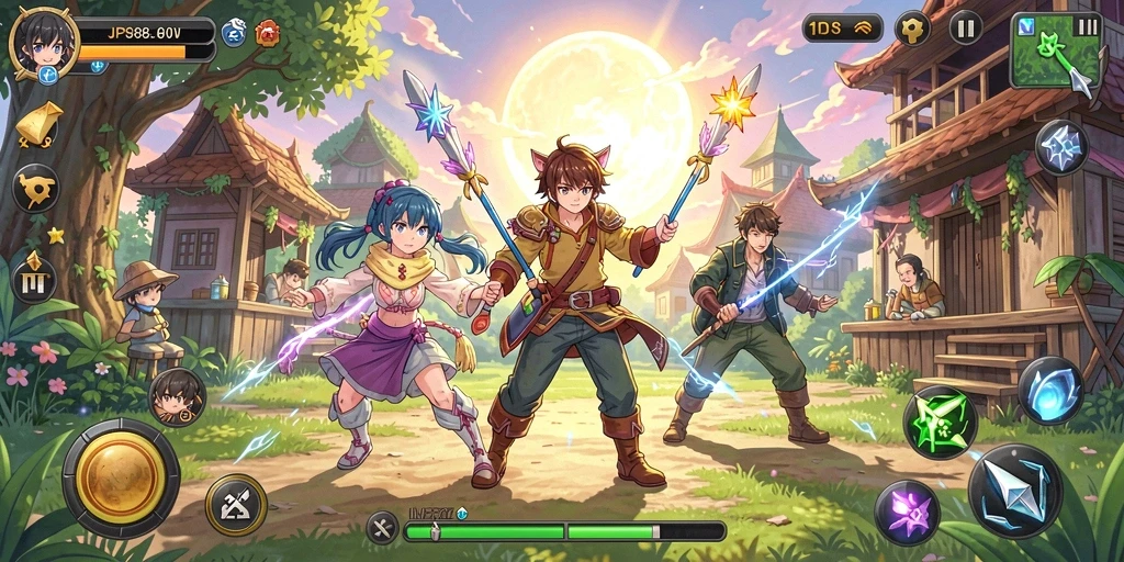 Tampilan gameplay JPS88 yang menampilkan karakter Anime yang beraksi.