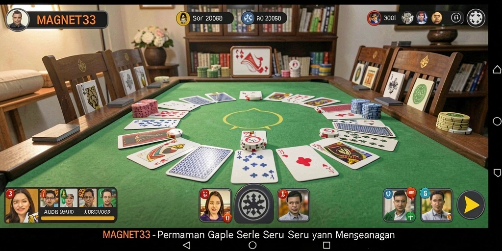 Tampilan gameplay MAGNET33 yang menampilkan kartu Gaple yang menarik.
