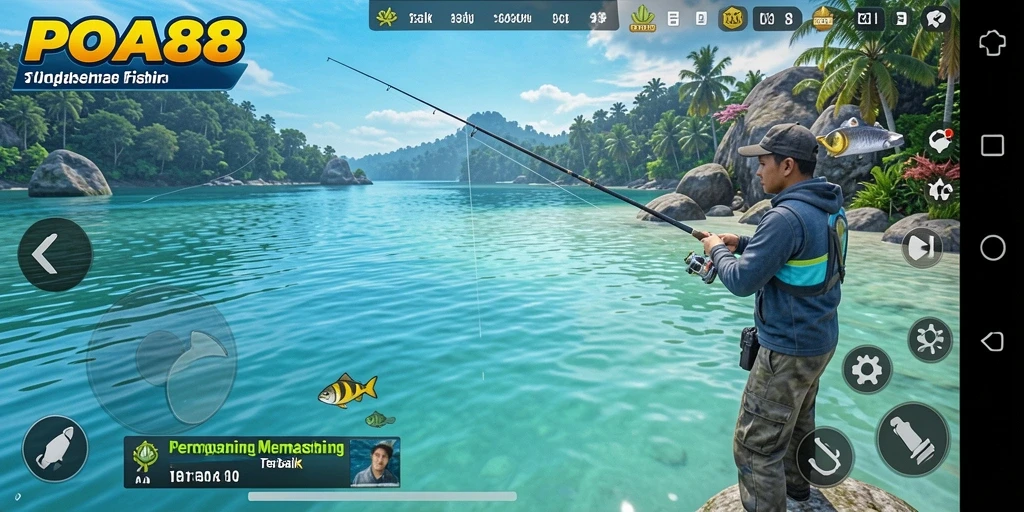 Tampilan gameplay POA88 dengan berbagai aktivitas memancing.
