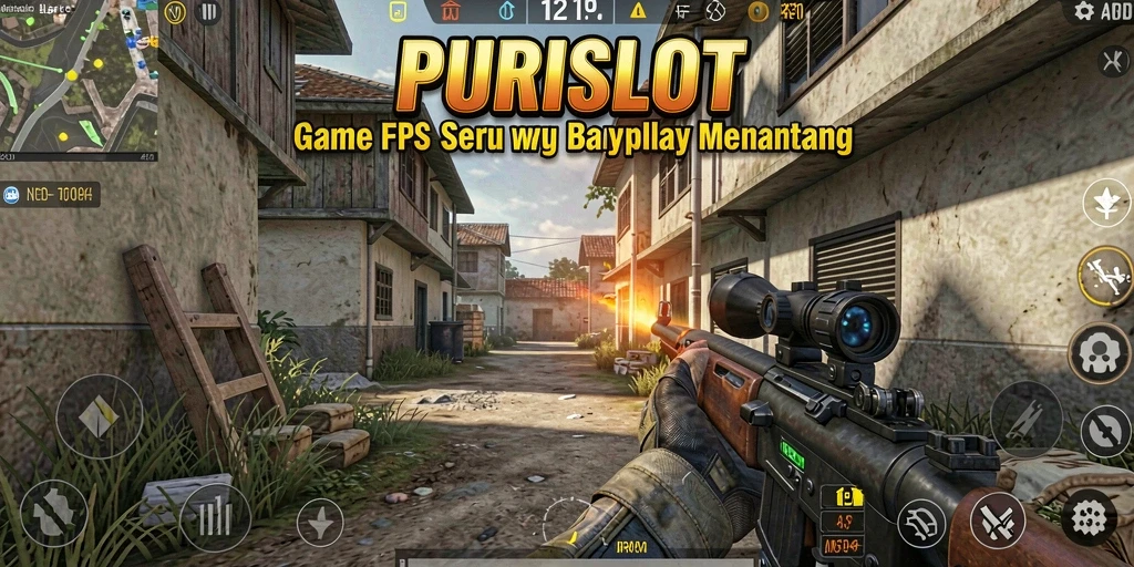Screenshot gameplay PURISLOT dengan aksi menegangkan di medan tempur FPS.