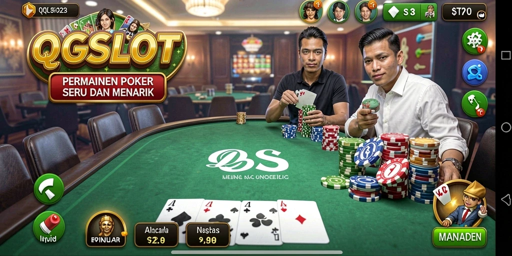 Tampilan gameplay poker yang mendebarkan di QQSLOT.
