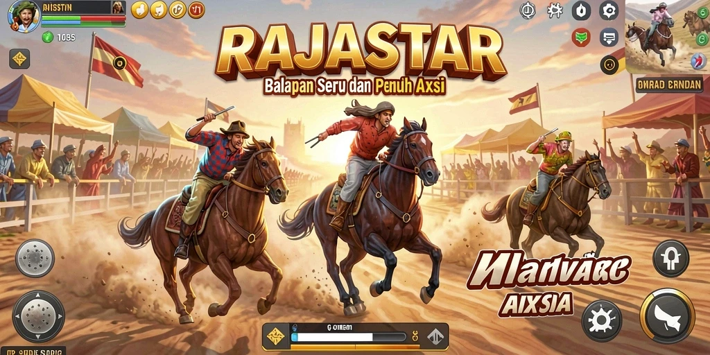 Tampilan gameplay seru dari RAJASTAR dengan balapan mendebarkan.