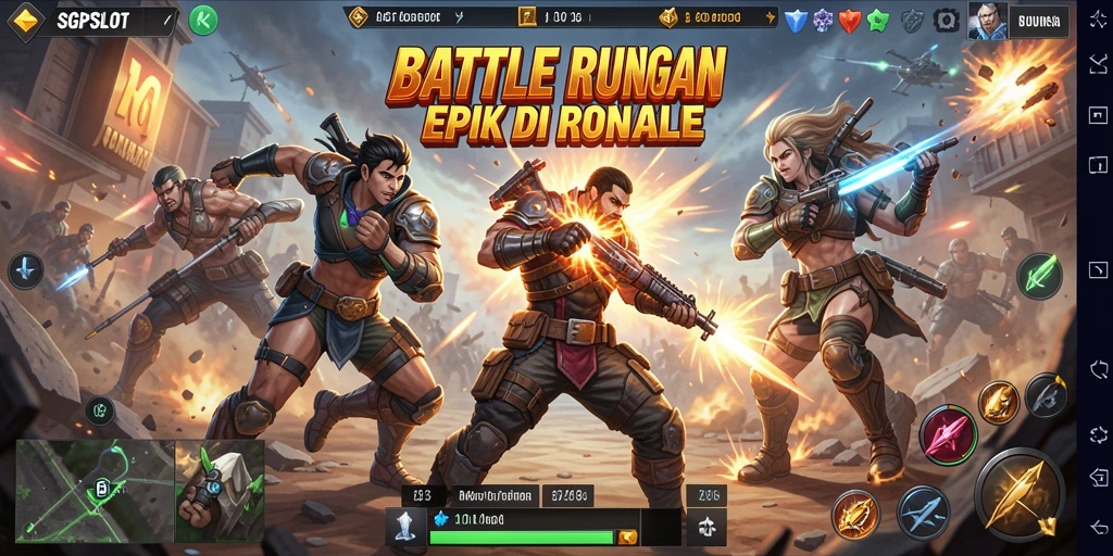 Screenshot SGPSLOT menampilkan aksi seru di medan perang Battle Royale.