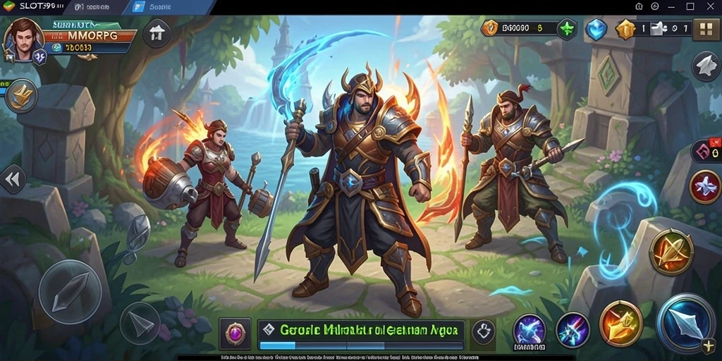 Tampilan gameplay SLOT39 dengan pertempuran epik dan dunia fantasi yang luas.