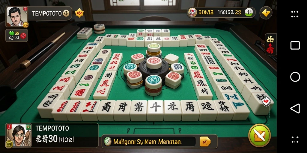 Screenshot gameplay seru dari TEMPOTOTO yang menampilkan momen Mahjong.