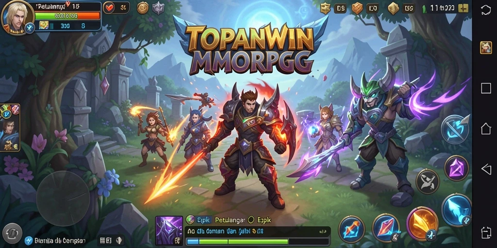 Screenshot dari gameplay <strong>TOPANWIN</strong> yang menampilkan pertarungan seru di dunia fantasi.
