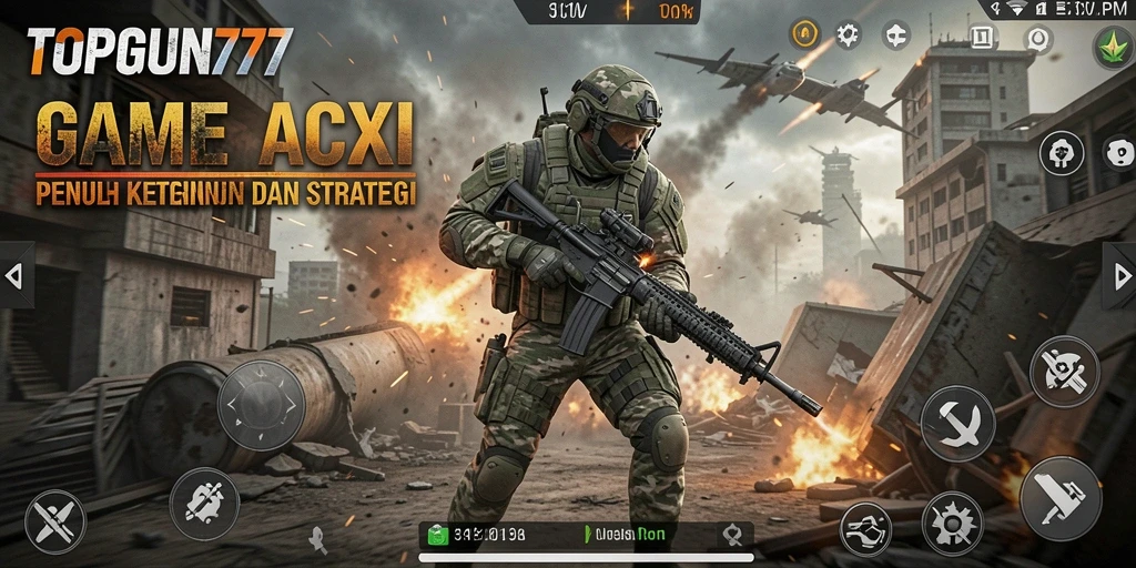 Screenshot dari gameplay mendebarkan di TOPGUN77.