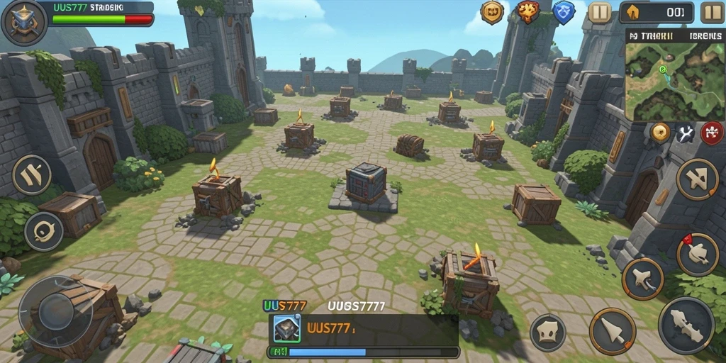 Tampilan seru dari gameplay Tower Defense UUS777 yang menantang.