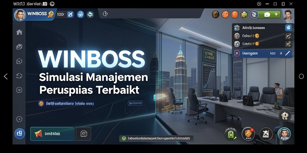 Screenshot gameplay WINBOSS yang menunjukkan manajemen perusahaan.